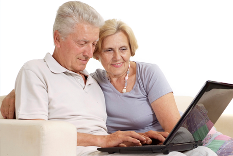 Old couple looking for health tips